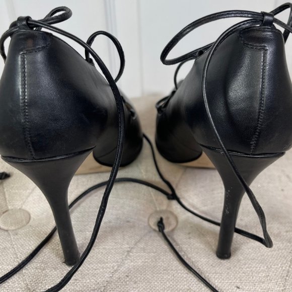 BCBGeneration Black Tully Lace-Up Pump Pointed Toe Stiletto's - 8 - Picture 7 of 13